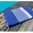 Fouta rayée personnalisable AMELIE – bleu marine