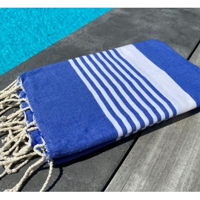 Fouta rayée personnalisable AMELIE – bleu marine