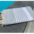 Fouta rayée personnalisable AMELIE – grise