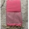 Fouta nid d'abeille rayures argent personnalisable ALISON – rose