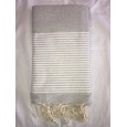 Fouta nid d'abeille rayée personnalisable ALISON – gris 